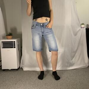 light wash low rise jorts